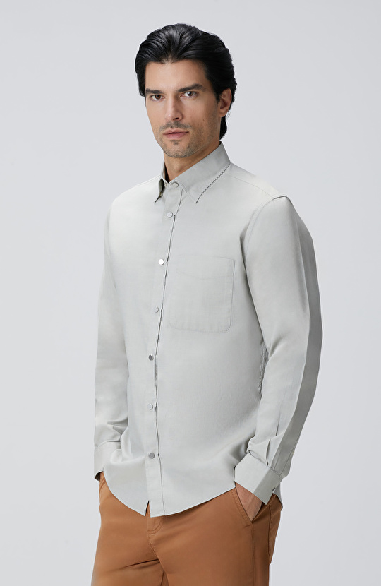 Açık Haki Oxford Gömlek