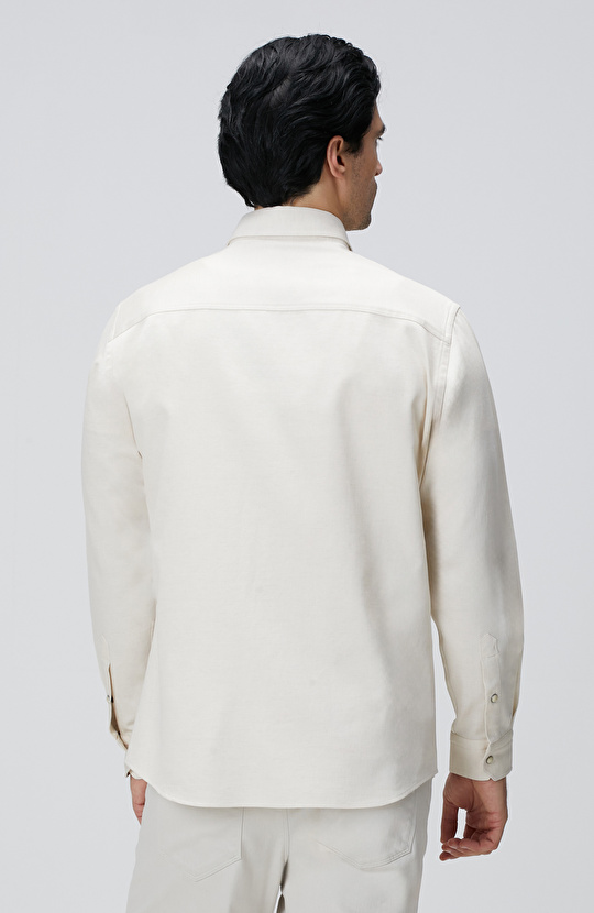 Naturel Keten Karışımlı Gömlek
