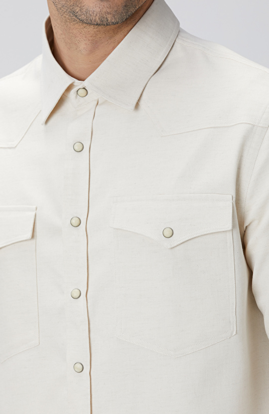 Naturel Keten Karışımlı Gömlek