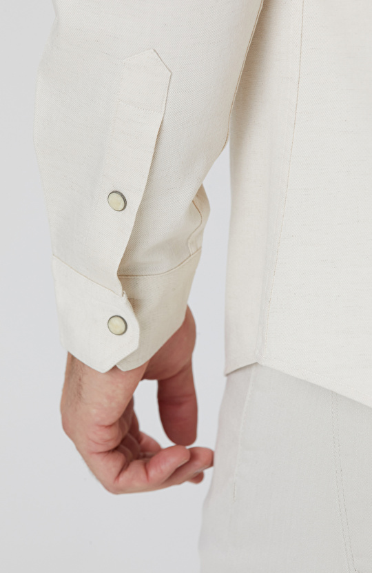 Naturel Keten Karışımlı Gömlek