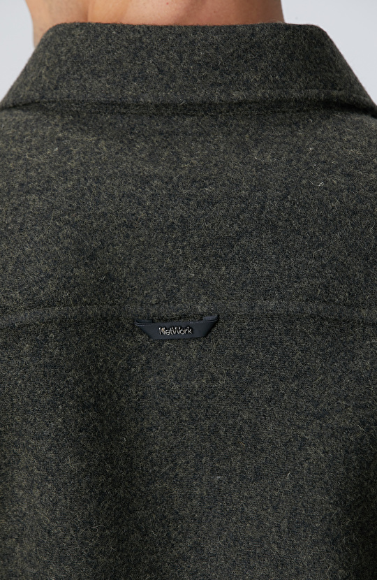 Haki Yün Karışımlı Dış Gömlek