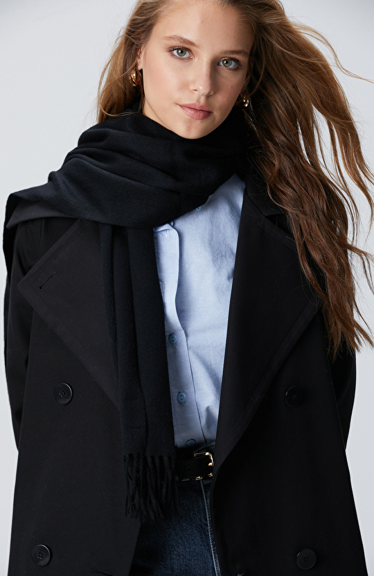 Siyah Kadın Kaşmir Atkı