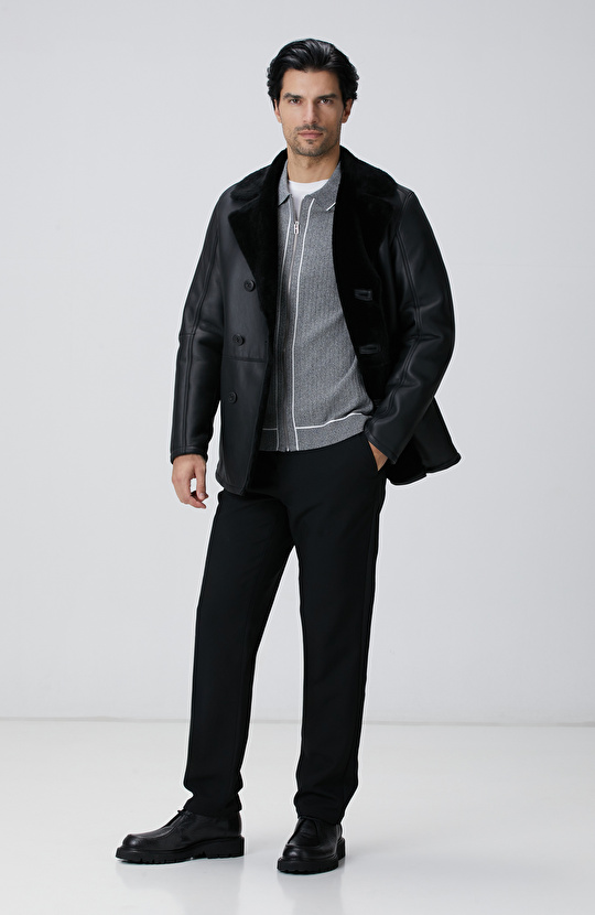 Gri Melanj Rayon Fermuarlı Hırka