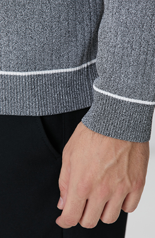 Gri Melanj Rayon Fermuarlı Hırka