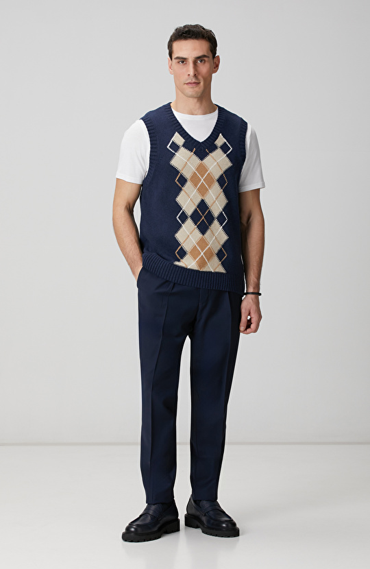 Lacivert Yün Karışımlı Süveter