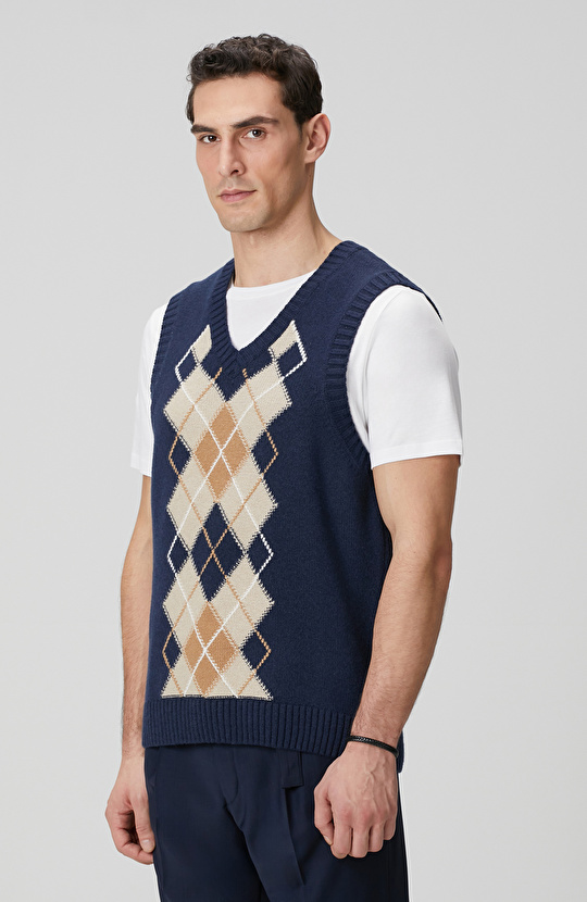 Lacivert Yün Karışımlı Süveter