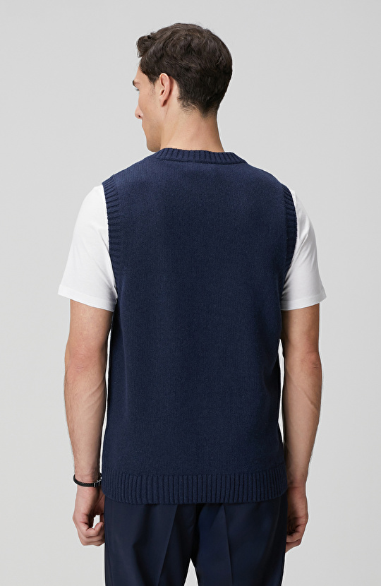 Lacivert Yün Karışımlı Süveter