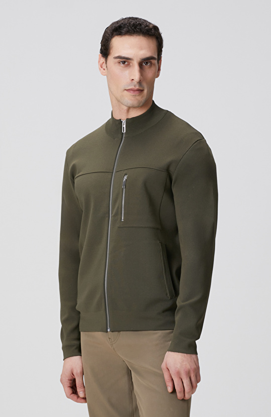 Haki Cep Detaylı Triko Mont