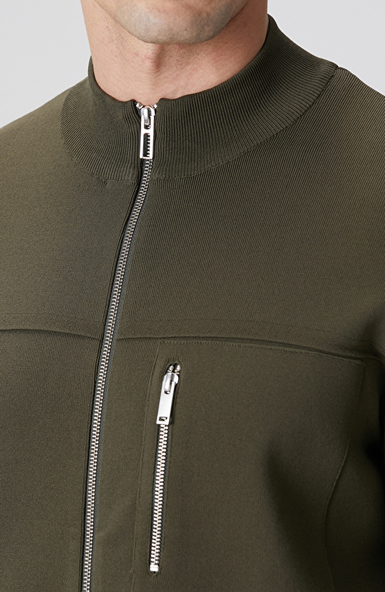 Haki Cep Detaylı Triko Mont