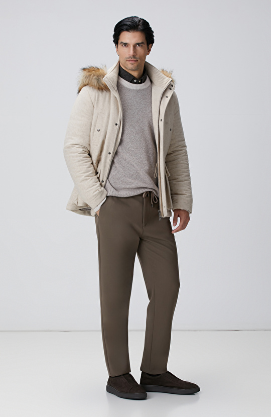 Taş Yün Kaşmir Karışımlı Casual Kaban