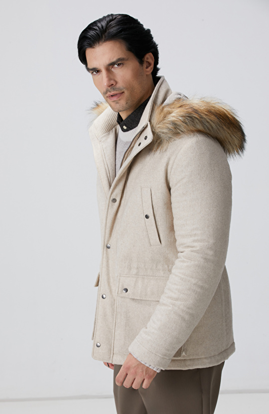 Taş Yün Kaşmir Karışımlı Casual Kaban