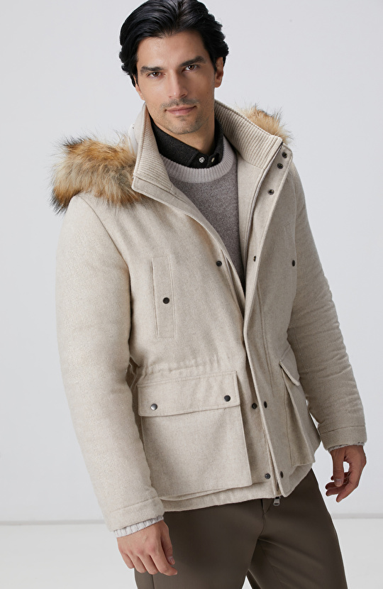 Taş Yün Kaşmir Karışımlı Casual Kaban
