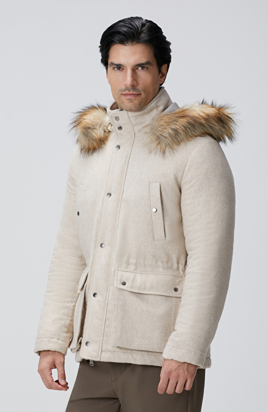 Taş Yün Kaşmir Karışımlı Casual Kaban