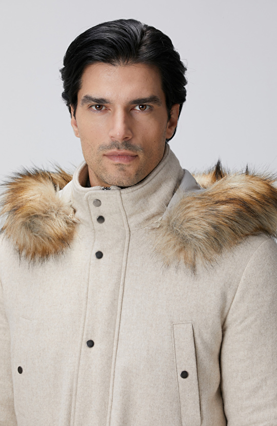 Taş Yün Kaşmir Karışımlı Casual Kaban