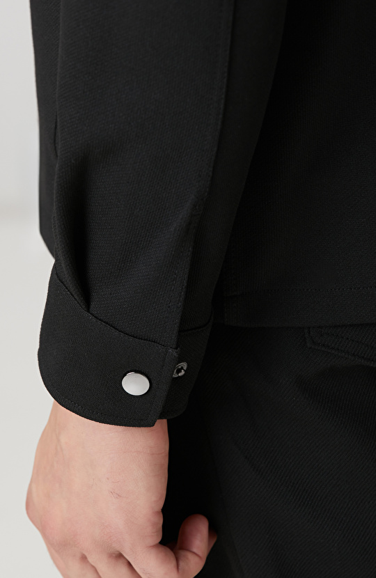 Siyah Diyagonal Dış Gömlek