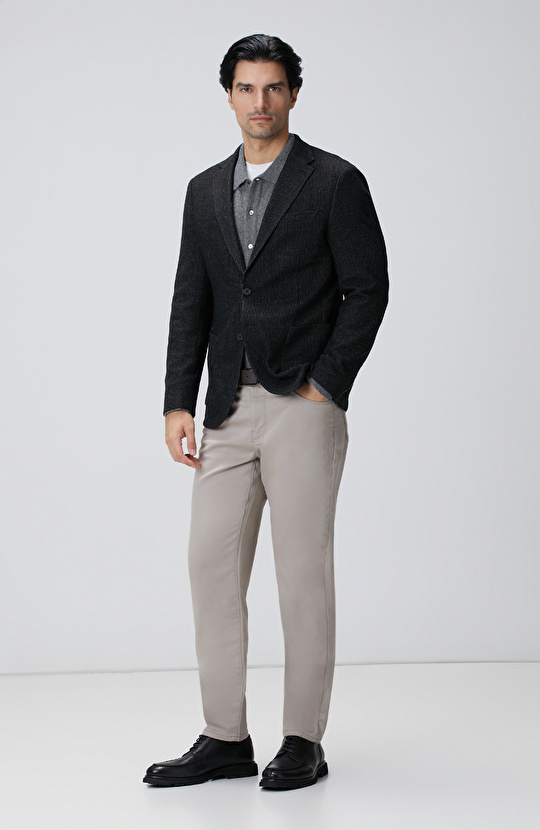 Gri Melanj Yün Karışımlı Triko Hırka