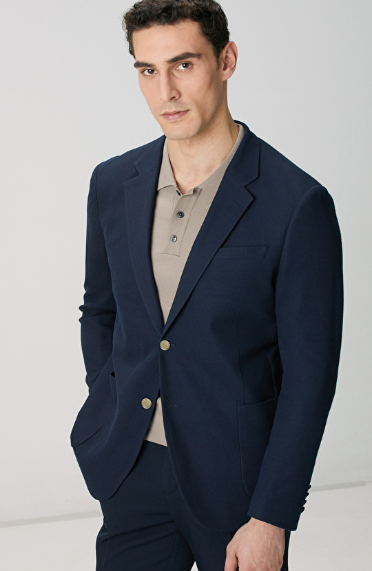 Lacivert Armürlü Ceket