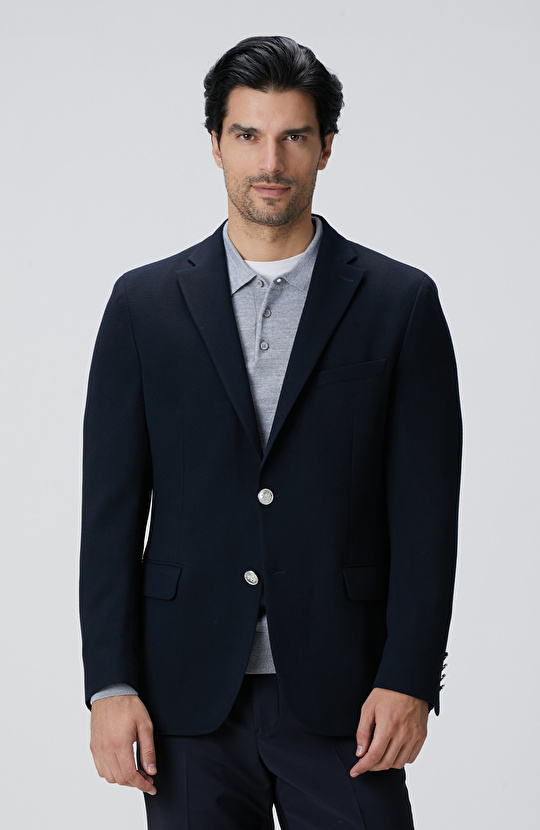 Siyah Armürlü Blazer Ceket