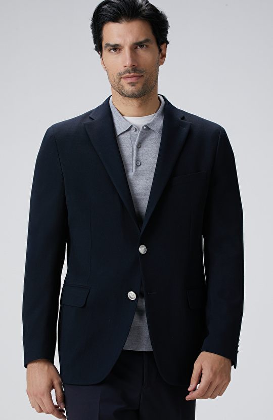 Siyah Armürlü Blazer Ceket
