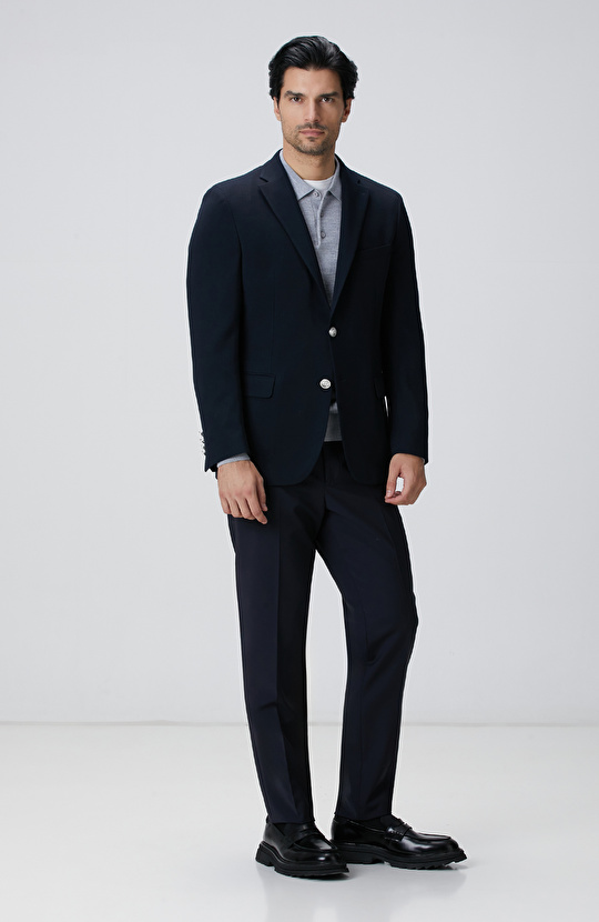 Siyah Armürlü Blazer Ceket