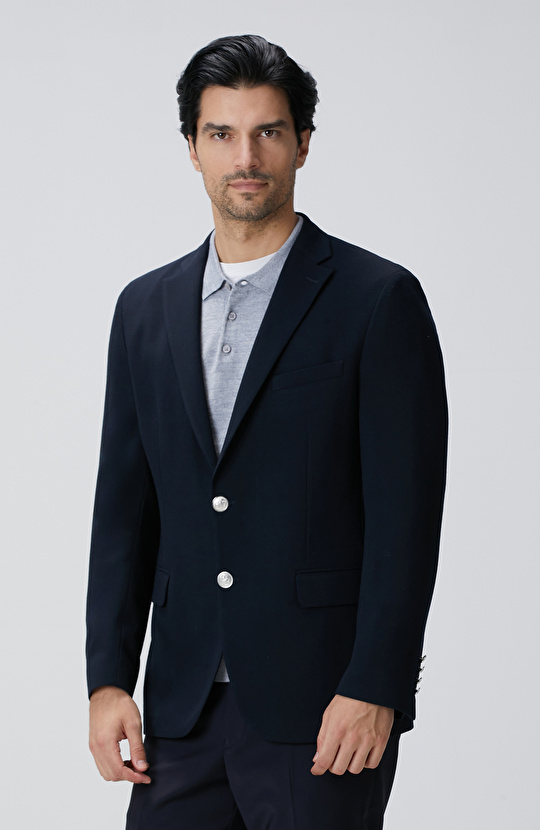 Siyah Armürlü Blazer Ceket