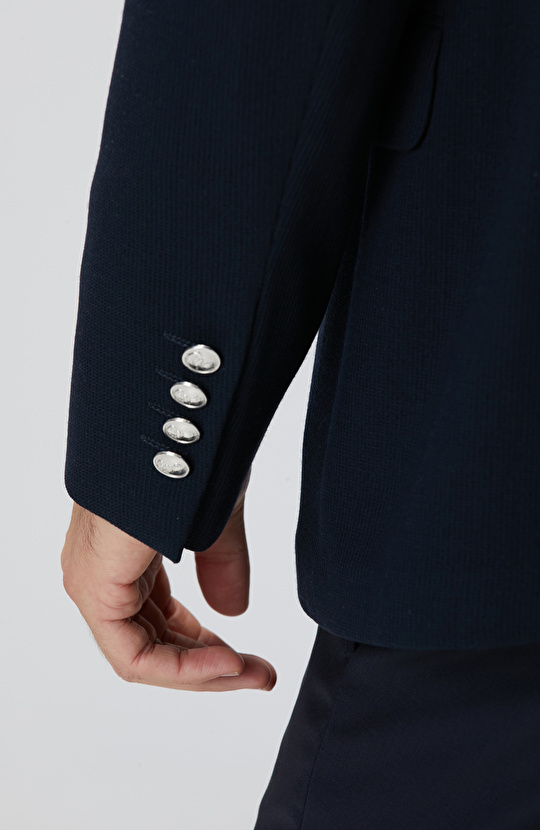 Siyah Armürlü Blazer Ceket