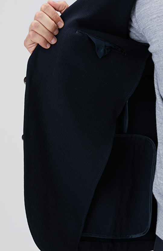 Siyah Armürlü Blazer Ceket