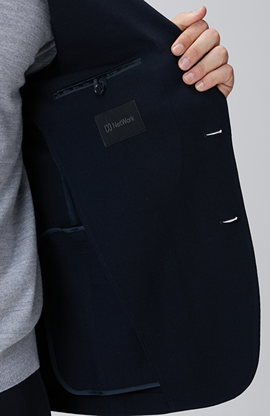 Siyah Armürlü Blazer Ceket