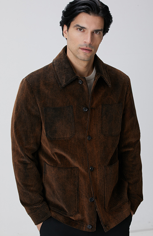 Kahverengi Fitilli Coat Ceket