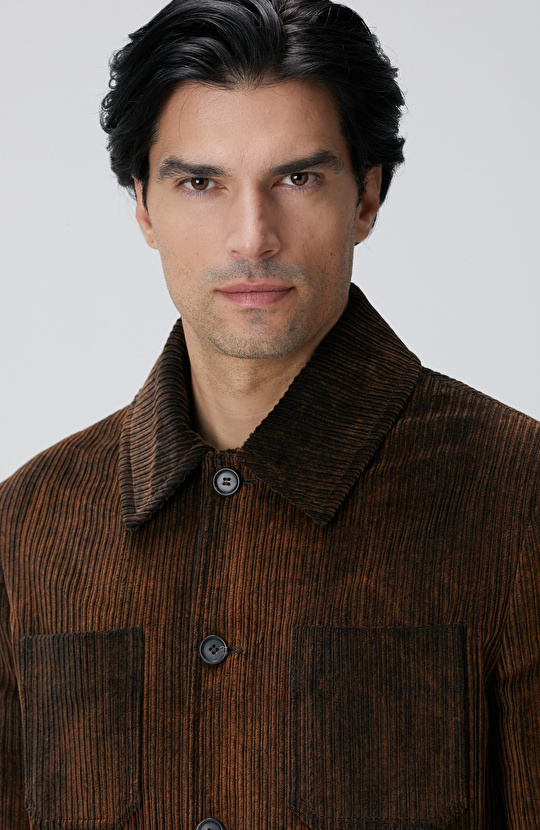 Kahverengi Fitilli Coat Ceket