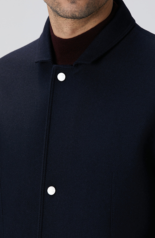 Lacivert Yün Karışımlı Ceket