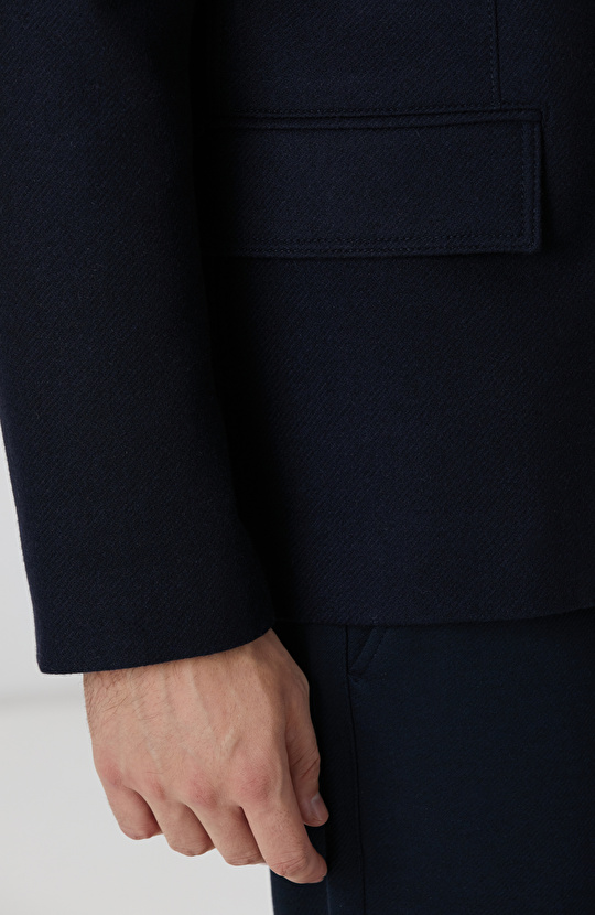 Lacivert Yün Karışımlı Ceket