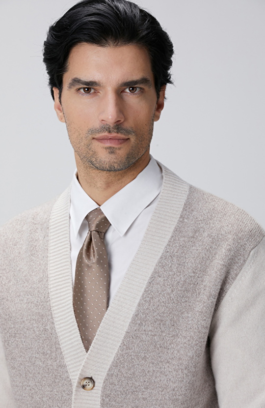 Limited Bej Melanj Yün Kaşmir Karışımlı Hırka