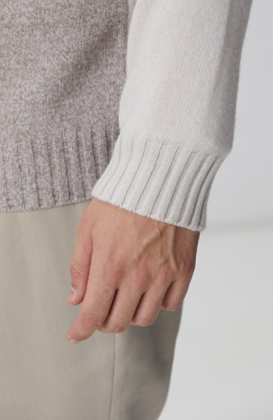 Limited Bej Melanj Yün Kaşmir Karışımlı Hırka