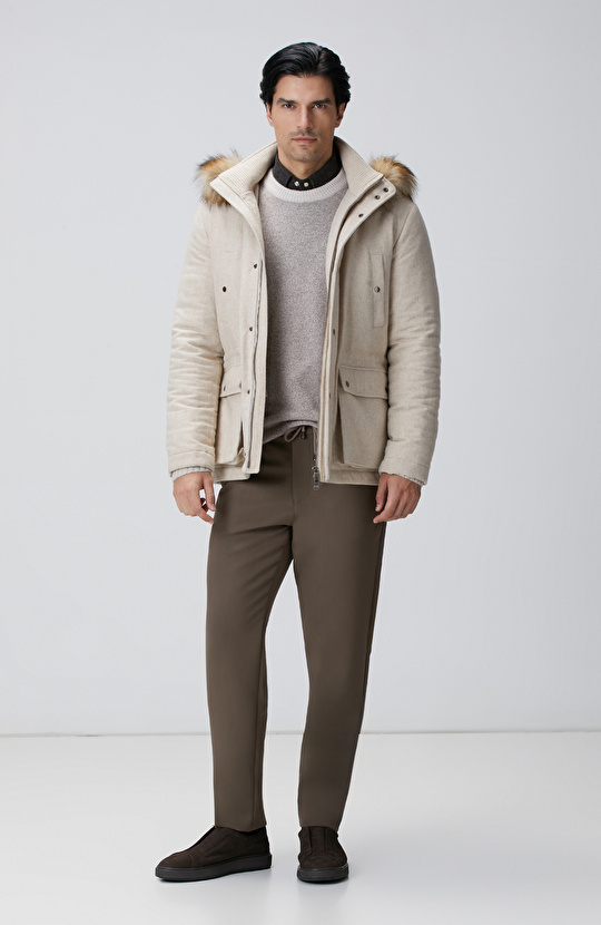 Limited Bej Melanj Yün Kaşmir Karışım Triko Kazak