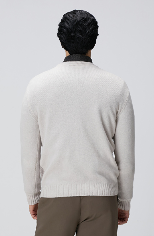 Limited Bej Melanj Yün Kaşmir Karışım Triko Kazak