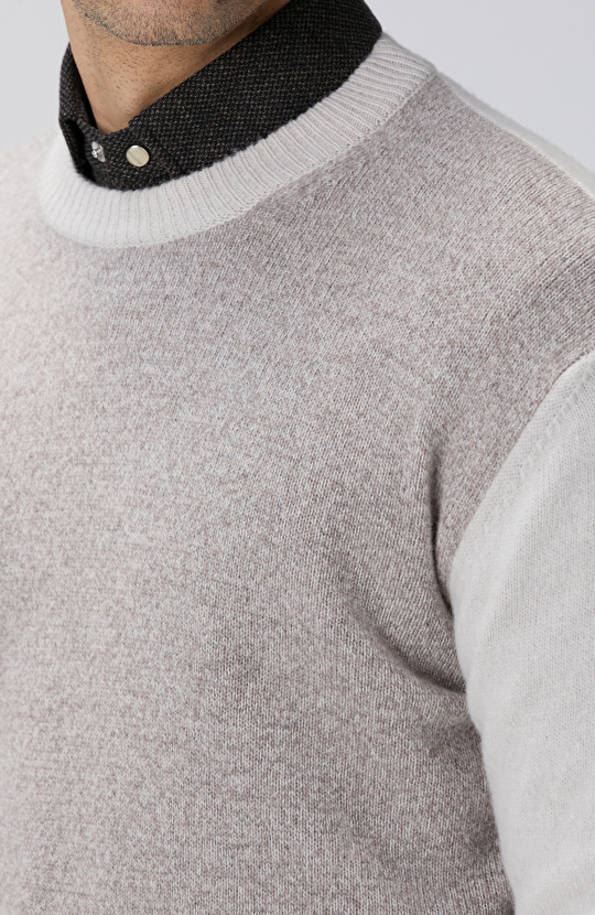 Limited Bej Melanj Yün Kaşmir Karışım Triko Kazak