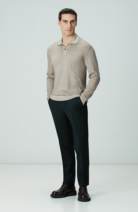 Limited Bej Melanj Yün Triko Kazak