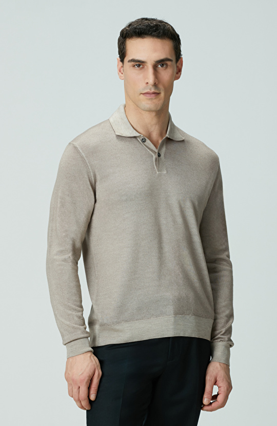 Limited Bej Melanj Yün Triko Kazak