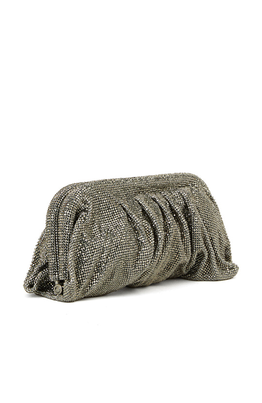 Platin Taşlı Kadın Clutch