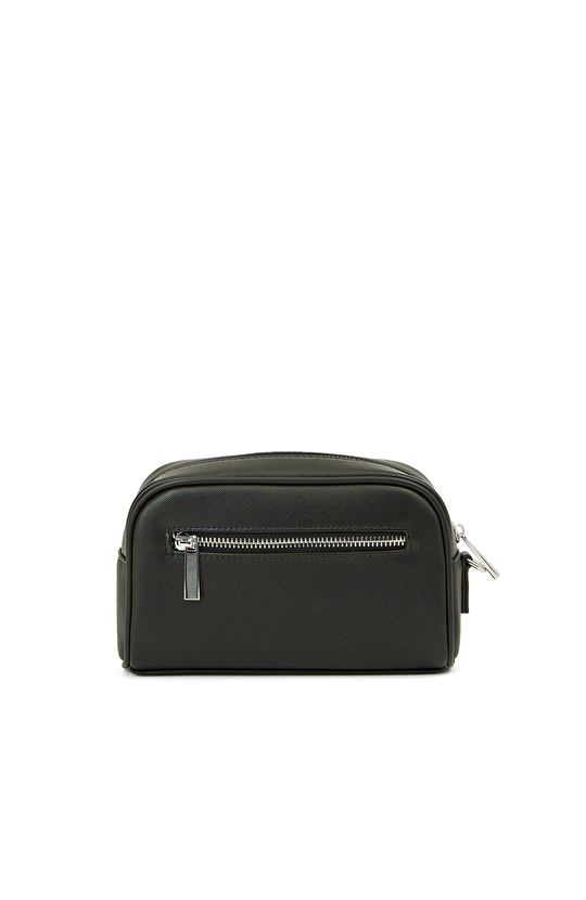 Siyah Erkek Suni Deri Kozmetik Çantası