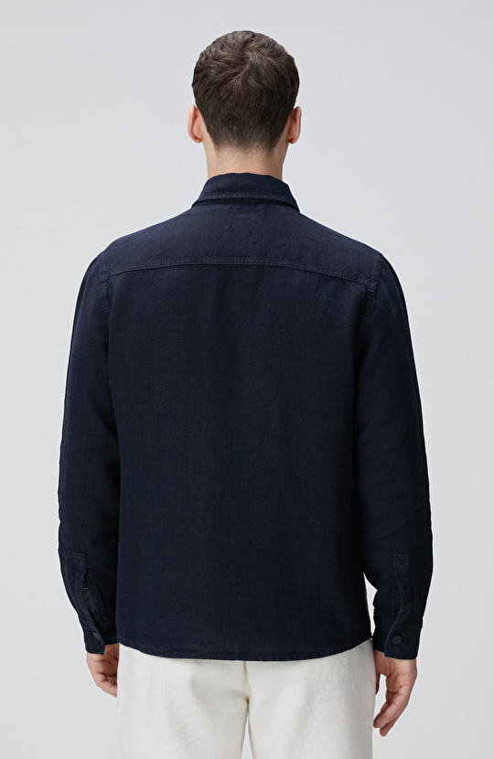 Lacivert Keten Dış Gömlek