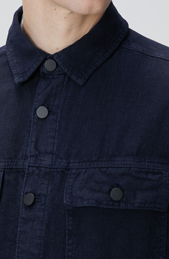 Lacivert Keten Dış Gömlek