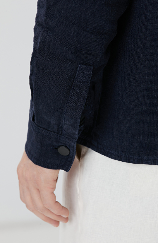 Lacivert Keten Dış Gömlek