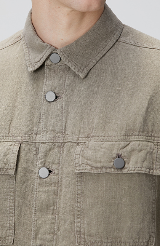 Haki Keten Dış Gömlek