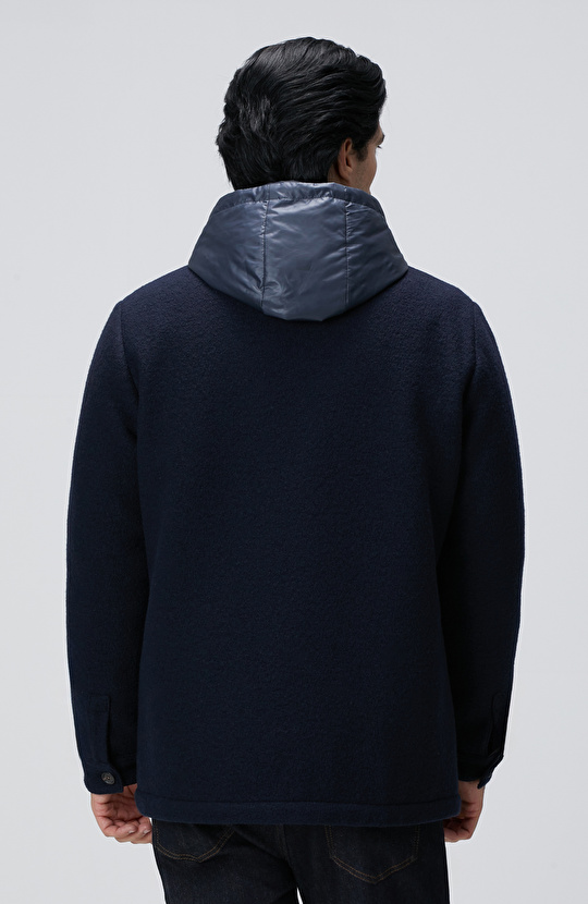 Lacivert Casual Yün Kaban