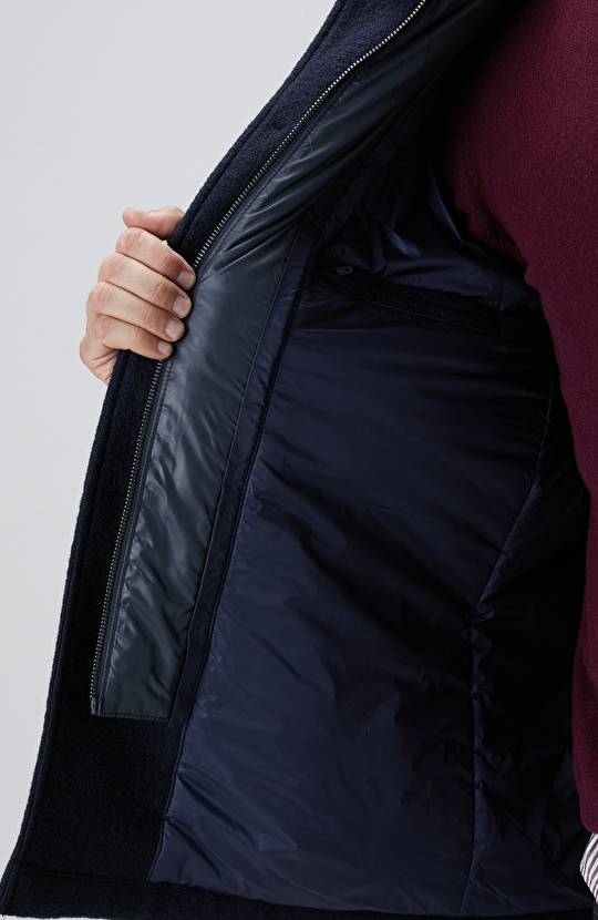 Lacivert Casual Yün Kaban