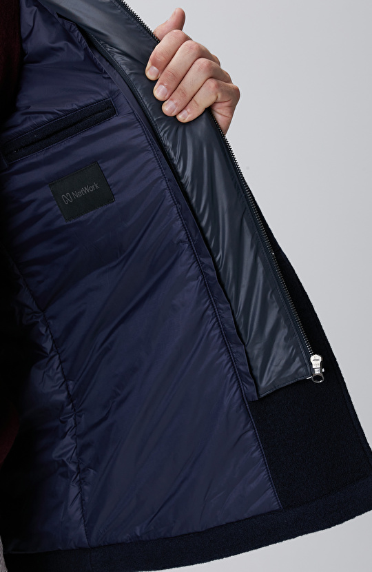 Lacivert Casual Yün Kaban