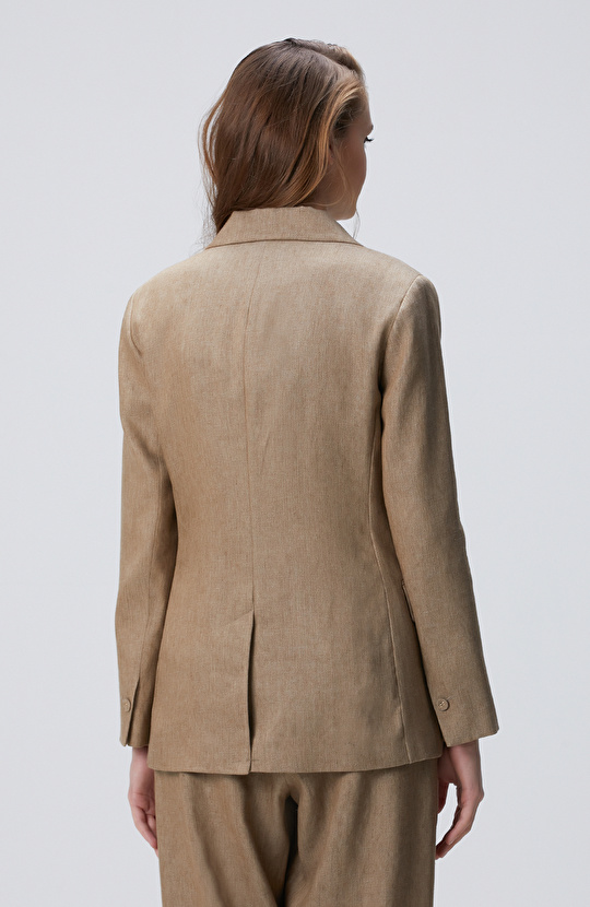 Vizon Melanj Keten Karışımlı Ceket