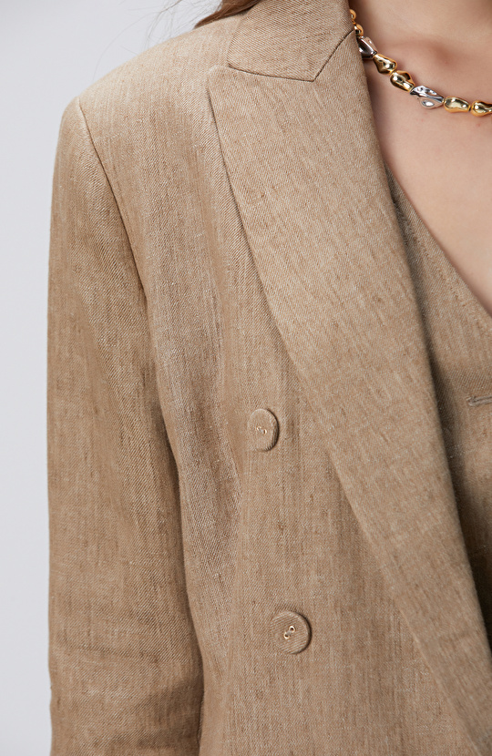 Vizon Melanj Keten Karışımlı Ceket